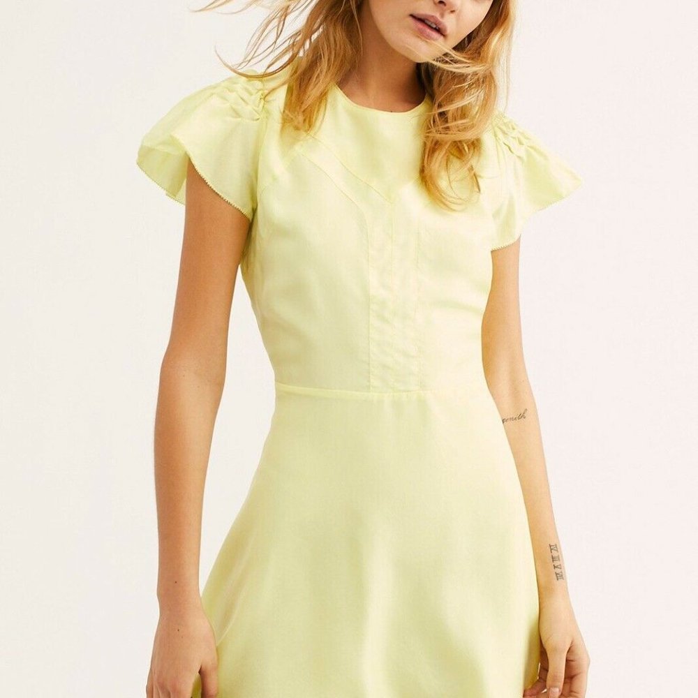 NEW Free People Lemon Follow Along Silk dress